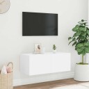 vidaXL Vegghengt TV-benk med LED hvit 80x35x31 cm 8721012258655