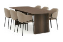 Bark Richeto Spisebord 240 cm med 6 Filip Spisestoler   Røkt eik / Taupe Bouclé
