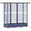 vidaXL Hevet Bed med Trellis og Tak Grå 164 x 40 x 121 cm PP