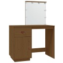 vidaXL Sminkebord med LED honningbrun 95x50x133,5 cm heltre furu
