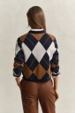Gant Argyle C Neck Cardigan   EVENING BLUE   M
