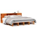  Seng med bokhylle uten madrass voksbrun 180x200 cm heltre 8721158626738