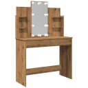  Sminkebord med LED artisan eik 96x40x142 cm 8721158443151