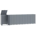  Søppeldunkskur for 6 dunker grå 414x79x117 cm stål