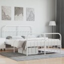 vidaXL Sengeramme i metall med hode- og fotgavl hvit 140x190 cm 8720845881887