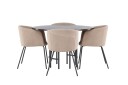 Venture Home Copenhagen Matgruppe 115 cm Rund med 4 Berit stoler Beige