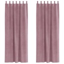  Gardiner med gardiner 2 pcs Mørk rosa 140 x 225 cm Fløyel