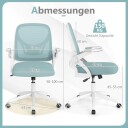 Ergonomisk kontorstol sammenleggbare armlener og gyngefunksjon blå