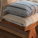 Lexington Classic Striped Organic Cotton Twill Putetrekk 50x50 cm Hvit / Marineblå