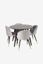 Venture Home   Spisebordssett Plaza med 4 stoler Velvet   Svart