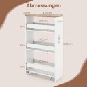 Slank rullende oppbevaringsvogn – 4 etasjers innebygd ladestasjon