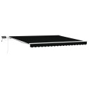 manuell uttrekkbar markise med LED svart 400x300 cm  markisefabrikk for 4x3 m ramme svart
