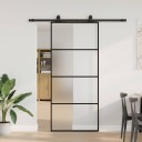 vidaXL Skyvedør med monteringssett svart 90x205 cm ESG-glass