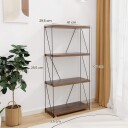 4 lags stående hylle med metallramme Industriell bokhylle Oppbevaringsstativ 60 x 29,5 x 105 cm