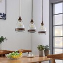 Lindby Glasspendellampe Millina, rustbrun, 3 lyskilder