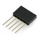 Hunnkontakt 1x5 pin 2,54 mm raster lang vertikal – 10 stk