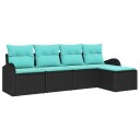 vidaXL Sofa sett 5 stk. Svart og turkis polyrotting