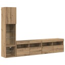  TV Vegg enhet med LED 4 pcs Artisan Eik Konstruert tre