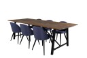 Venture Design Malang & Velvet spisegruppe Natur/blå 6 st stoler & bord 250 x 100 cm