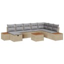  9 Deler Hagesofa Set med Puter Beige Poly Rottning
