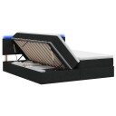 vidaXL LED lagringseng med madrass Svart 200 x 200 cm Stoff