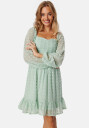BUBBLEROOM Dobby Dot Rushed Dress Light green XL