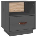 vidaXL Nattbord grå 40x34x45 cm heltre furu