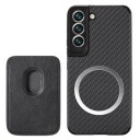 Samsung Galaxy S22 5G Magnetisk Deksel med Kortluke Karbonfiber Svart