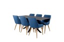 Venture Design Piazza & Plaza spisegruppe Grå/blå 6 st stoler & bord 180 x 90 cm