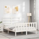 vidaXL Sengeramme med hodegavl hvit 120x200 cm heltre