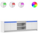  TV-benk med LED hvit 180x34x50 cm konstruert tre