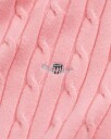 Kabelstrikket bomullsgenser med stretch GERANIUM PINK S