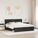  Sengestamme med hodegjerde Svart 180 x 200 cm Konstruert tre