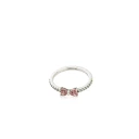 Pandora Bow Sterling Silver Ring With Fancy Pink And Clear Cubic Zirconia - Pink - 54