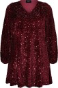Zizzi   Paljettkjole Mjosefine L/S Abk Dress   Rød