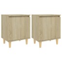  Nattbord med ben i heltre 2 stk sonoma eik 40x30x50 cm