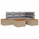 vidaXL Hagesofa Set 4 stk. 4-Antall seter Beige og lys grå Polyrattan