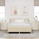  Box Spring seng med madrass & LED Krem 160x200 cm Stoff