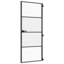 vidaXL Innerdør slank svart 83x201,5 cm herdet glass og aluminium