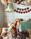Stor Hest med Flott Sadel og Gull Reimer Folie Ballong 97x112 cm