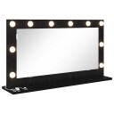 Speil med LED lamper Svart Eik 80x45x18 cm