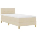 Bokspring Seng med Madrass & LED Krem 80x200 cm Stoff