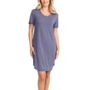 Damella Bamboo Plain Short Sleeve Nightdress Blå Bambus X Large Dame
