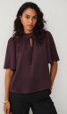 Ellos Collection   Bluse med draperte volangermer   Brun