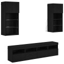  TV veggenheter med LED 5 pcs Svart Eik 40,5 x 30 x 90 cm