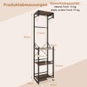 Frittstående klesstativ med hyller og kroker brun
