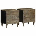  Nattbord 2 stk lysegrå 40x33x46 cm heltre mango 8721158448828