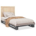  Sengeramme med hodegavl grå 100x200 cm heltre furu 3281545