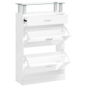 vidaXL Skoskap h?yglans hvit 63x24x104 cm konstruert tre