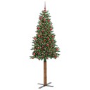  Slim juletre med 300 LED grønn 180 cm PVC og Massivt Furu tre